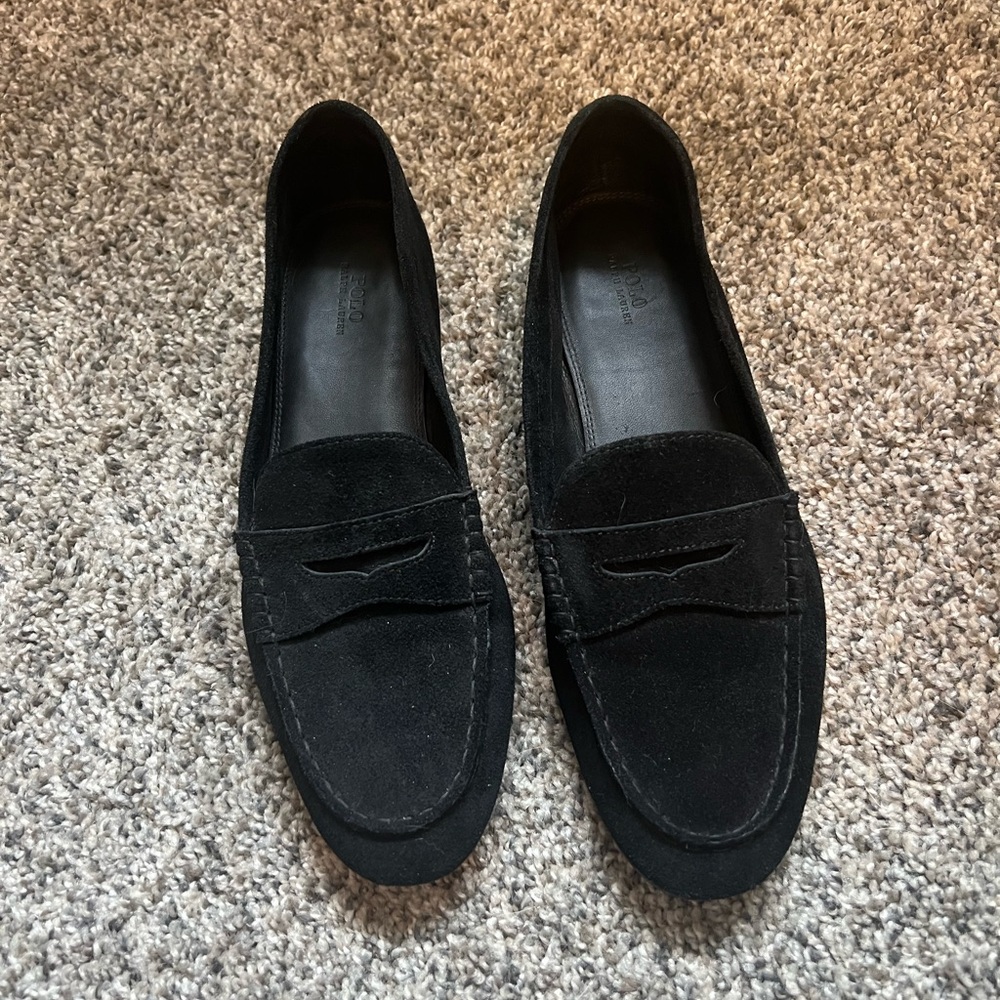 Ralph Lauren Black Suede Loafers Slip-On